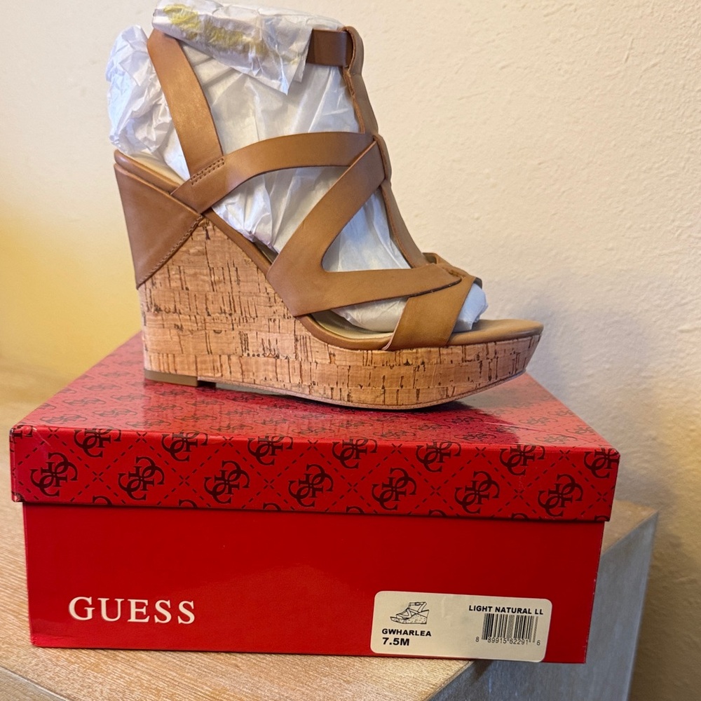 Guess Light Natural Wedge Sandals